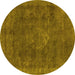 Round Oriental Yellow Industrial Rug, urb1510yw