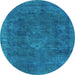 Round Oriental Light Blue Industrial Rug, urb1510lblu