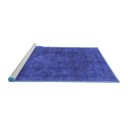 Sideview of Machine Washable Oriental Blue Industrial Rug, wshurb1510blu