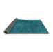 Sideview of Oriental Turquoise Industrial Rug, urb1510turq