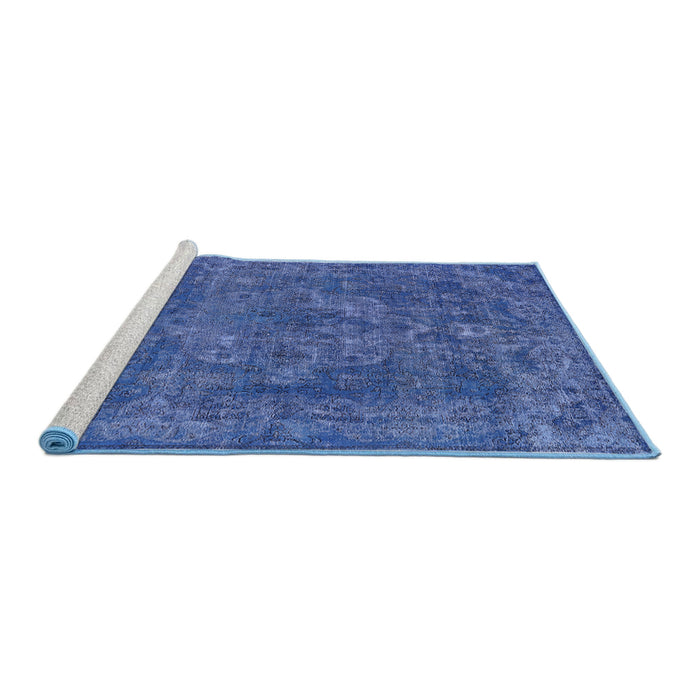 Sideview of Machine Washable Industrial Modern Blue Rug, wshurb1511