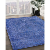 Mid-Century Modern Blue Oriental Rug, urb1511