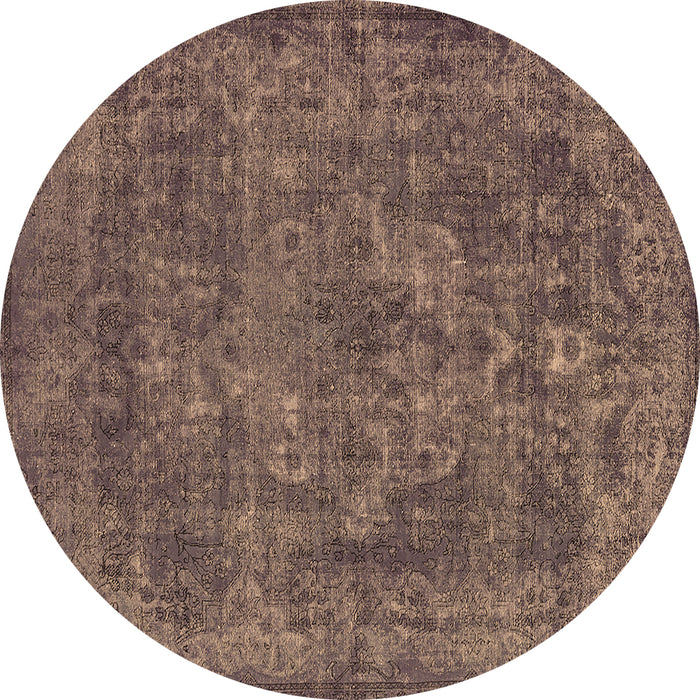 Round Oriental Brown Industrial Rug, urb1511brn