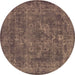 Round Oriental Brown Industrial Rug, urb1511brn