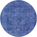 Round Mid-Century Modern Blue Oriental Rug, urb1511