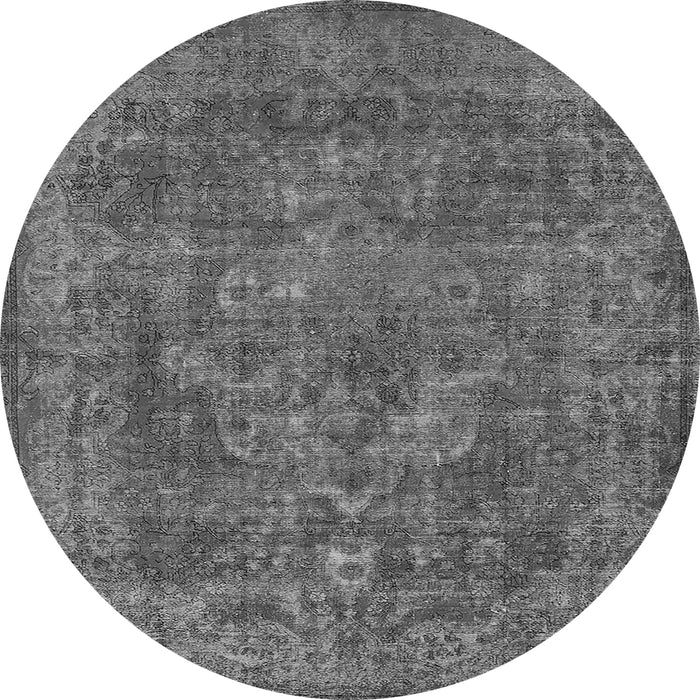 Round Oriental Gray Industrial Rug, urb1511gry