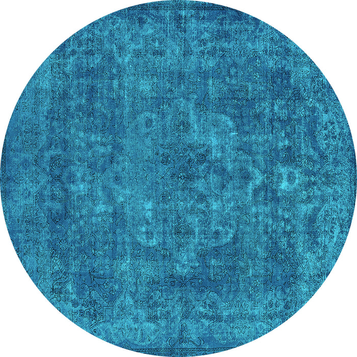 Round Oriental Turquoise Industrial Rug, urb1511turq
