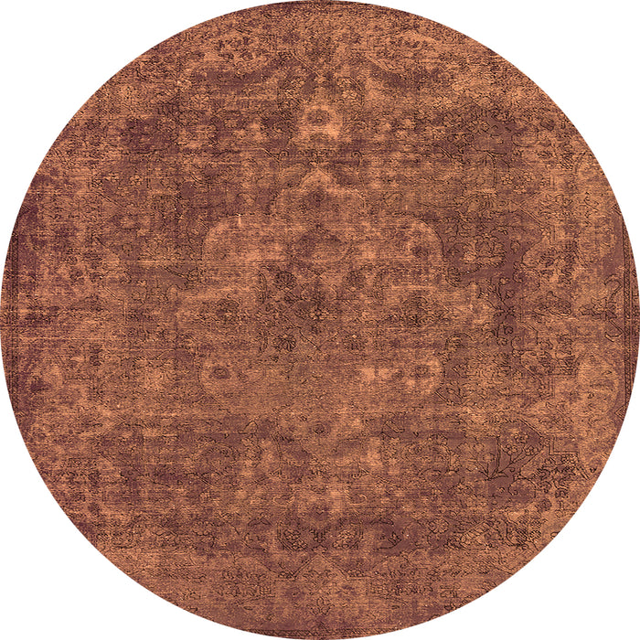 Round Oriental Orange Industrial Rug, urb1511org