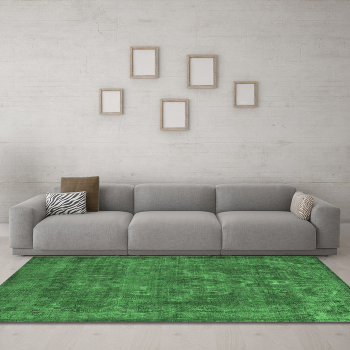 Machine Washable Oriental Emerald Green Industrial Area Rugs in a Living Room,, wshurb1511emgrn