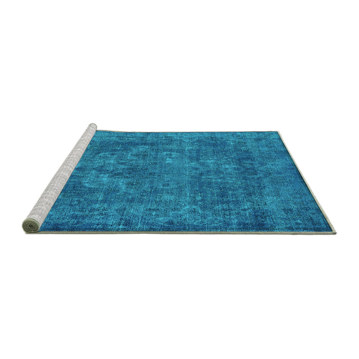 Sideview of Machine Washable Oriental Turquoise Industrial Area Rugs, wshurb1511turq