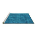Sideview of Machine Washable Oriental Turquoise Industrial Area Rugs, wshurb1511turq