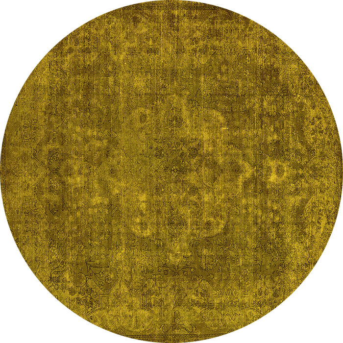 Round Oriental Yellow Industrial Rug, urb1511yw