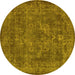 Round Oriental Yellow Industrial Rug, urb1511yw