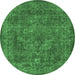 Round Oriental Emerald Green Industrial Rug, urb1511emgrn