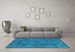 Machine Washable Oriental Turquoise Industrial Area Rugs in a Living Room,, wshurb1511turq