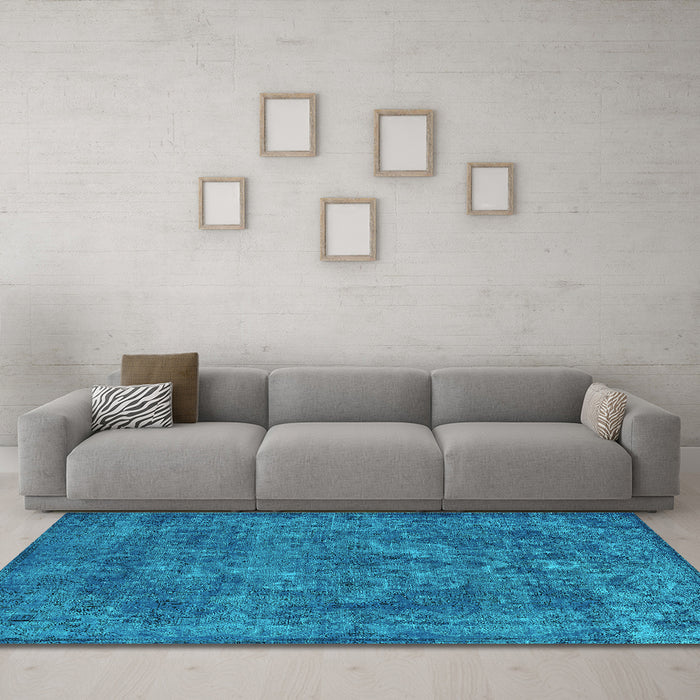 Machine Washable Oriental Turquoise Industrial Area Rugs in a Living Room,, wshurb1511turq