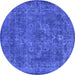 Round Oriental Blue Industrial Rug, urb1511blu