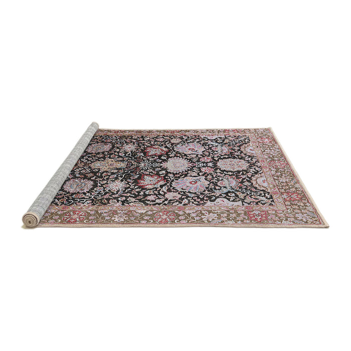 Sideview of Machine Washable Industrial Modern Silver Pink Rug, wshurb1512