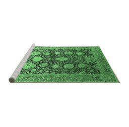 Sideview of Machine Washable Oriental Emerald Green Industrial Area Rugs, wshurb1512emgrn