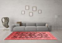 Machine Washable Oriental Red Industrial Rug, wshurb1512red