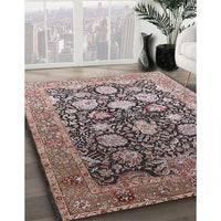 Mid-Century Modern Silver Pink Oriental Rug, urb1512