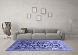 Machine Washable Oriental Blue Industrial Rug in a Living Room, wshurb1512blu