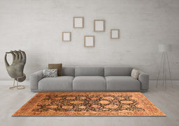 Machine Washable Oriental Orange Industrial Area Rugs in a Living Room, wshurb1512org