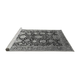 Sideview of Machine Washable Oriental Gray Industrial Rug, wshurb1512gry