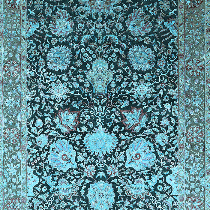 Machine Washable Oriental Light Blue Industrial Rug, wshurb1512lblu