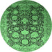 Round Oriental Emerald Green Industrial Rug, urb1512emgrn