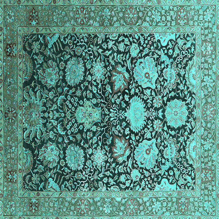 Square Oriental Turquoise Industrial Rug, urb1512turq