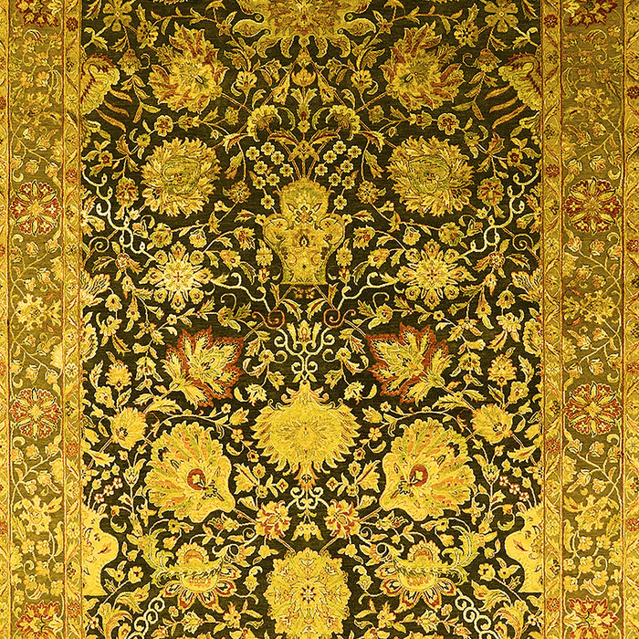 Machine Washable Oriental Yellow Industrial Rug, wshurb1512yw