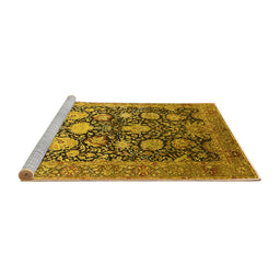 Sideview of Machine Washable Oriental Yellow Industrial Rug, wshurb1512yw