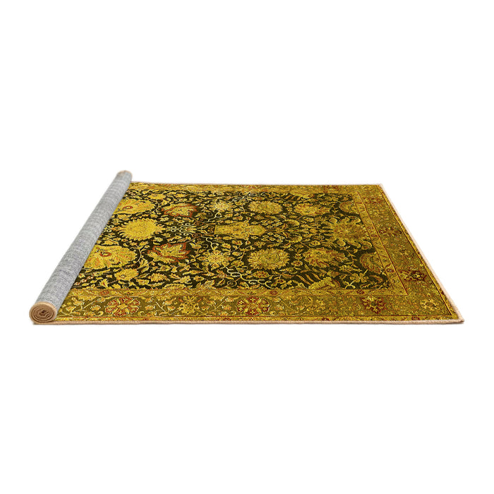 Sideview of Machine Washable Oriental Yellow Industrial Rug, wshurb1512yw