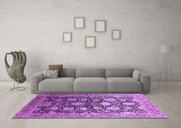 Machine Washable Oriental Purple Industrial Area Rugs in a Living Room, wshurb1512pur