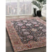 Mid-Century Modern Silver Pink Oriental Rug in Family Room, urb1512