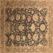 Square Machine Washable Oriental Brown Industrial Rug, wshurb1512brn