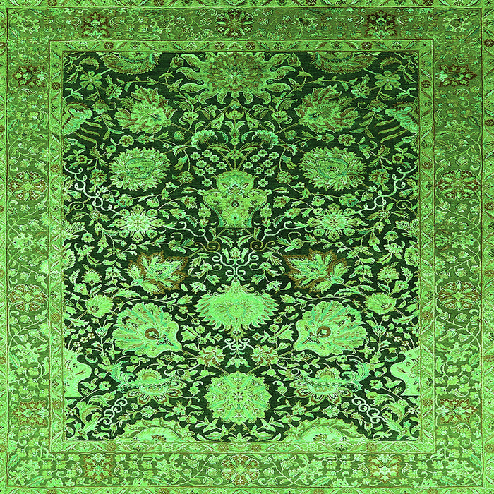 Square Oriental Green Industrial Rug, urb1512grn