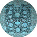 Round Oriental Light Blue Industrial Rug, urb1512lblu