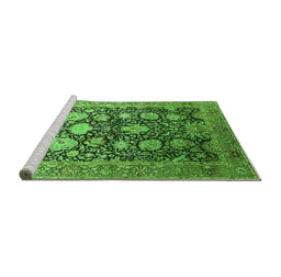Sideview of Machine Washable Oriental Green Industrial Area Rugs, wshurb1512grn