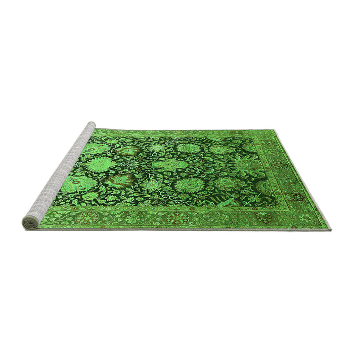 Sideview of Machine Washable Oriental Green Industrial Area Rugs, wshurb1512grn
