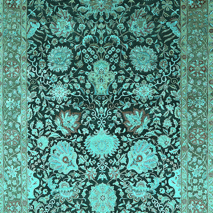 Machine Washable Oriental Turquoise Industrial Area Rugs, wshurb1512turq