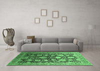 Machine Washable Oriental Emerald Green Industrial Rug, wshurb1512emgrn