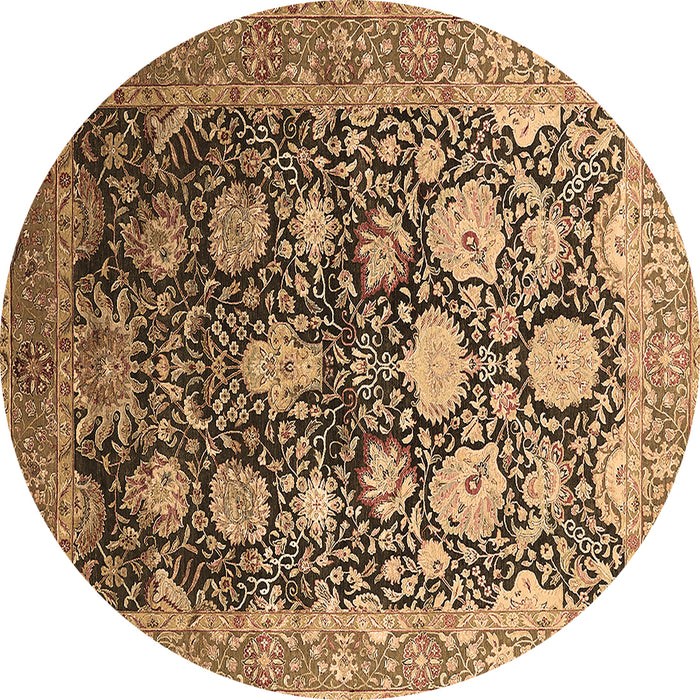 Round Machine Washable Oriental Brown Industrial Rug, wshurb1512brn