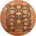 Round Oriental Orange Industrial Rug, urb1512org