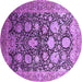 Round Machine Washable Oriental Purple Industrial Area Rugs, wshurb1512pur