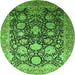 Round Oriental Green Industrial Rug, urb1512grn