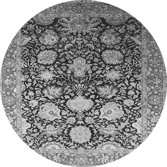 Round Machine Washable Oriental Gray Industrial Rug, wshurb1512gry