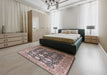 Mid-Century Modern Silver Pink Oriental Rug in a Bedroom, urb1512