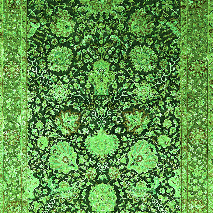 Machine Washable Oriental Green Industrial Area Rugs, wshurb1512grn
